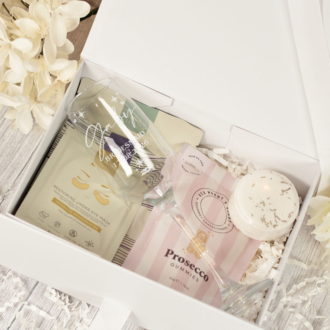 Personalised Champagne Flute Bridal Party Pamper Gift Box