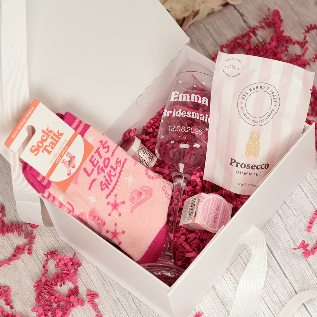 Let's Go Girls Retro Cowgirl Inspired Champagne Flute Bridal Party Gift Box