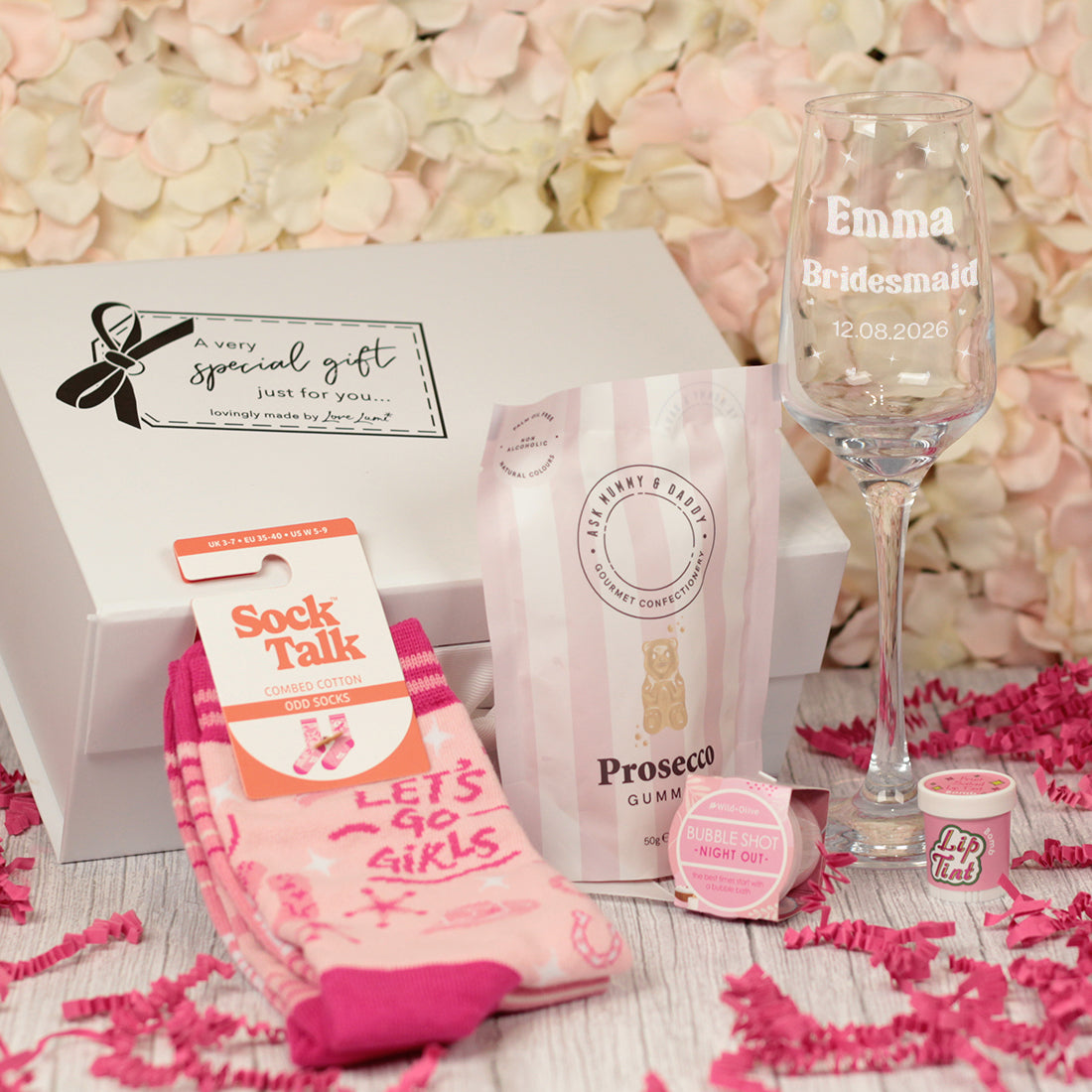 Let's Go Girls Retro Cowgirl Inspired Champagne Flute Bridal Party Gift Box