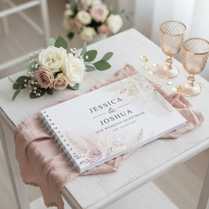 Blush Flowers Wedding Guest Book