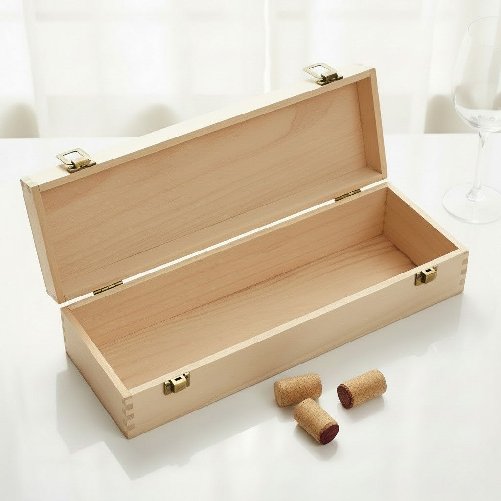 Wedding Party Thank You Hinged Wooden Champagne Prosecco Bottle Gift Box