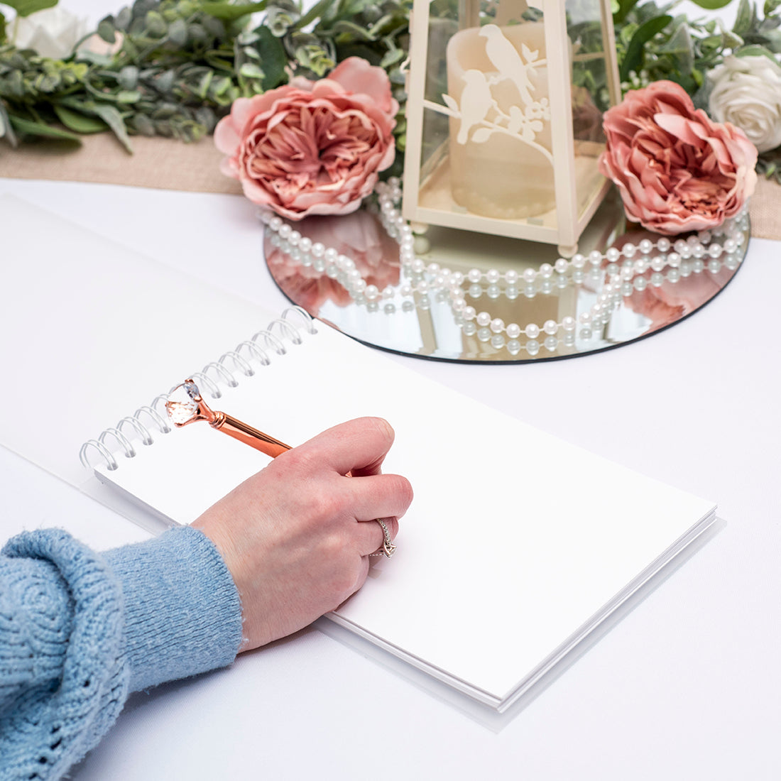 Frosted Acrylic Watercolour Rose Gold Floral Frame Wedding Guest Book-Weddings by Lumi