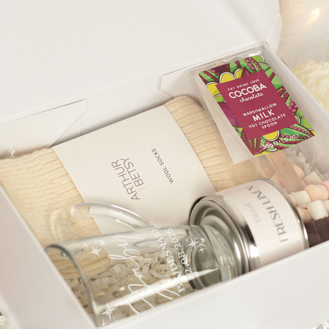 Personalised Glass Mug Bridal Party Warm and Cosy Gift Box