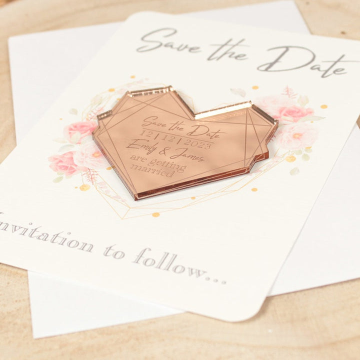 Geometric Floral Heart Save The Date Magnet-Weddings by Lumi