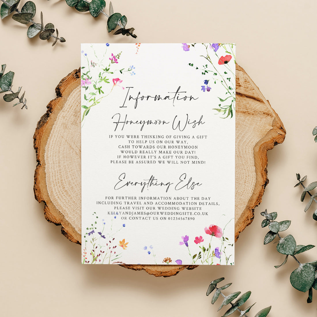 Watercolour Wildflower Wedding Invitation Magnet