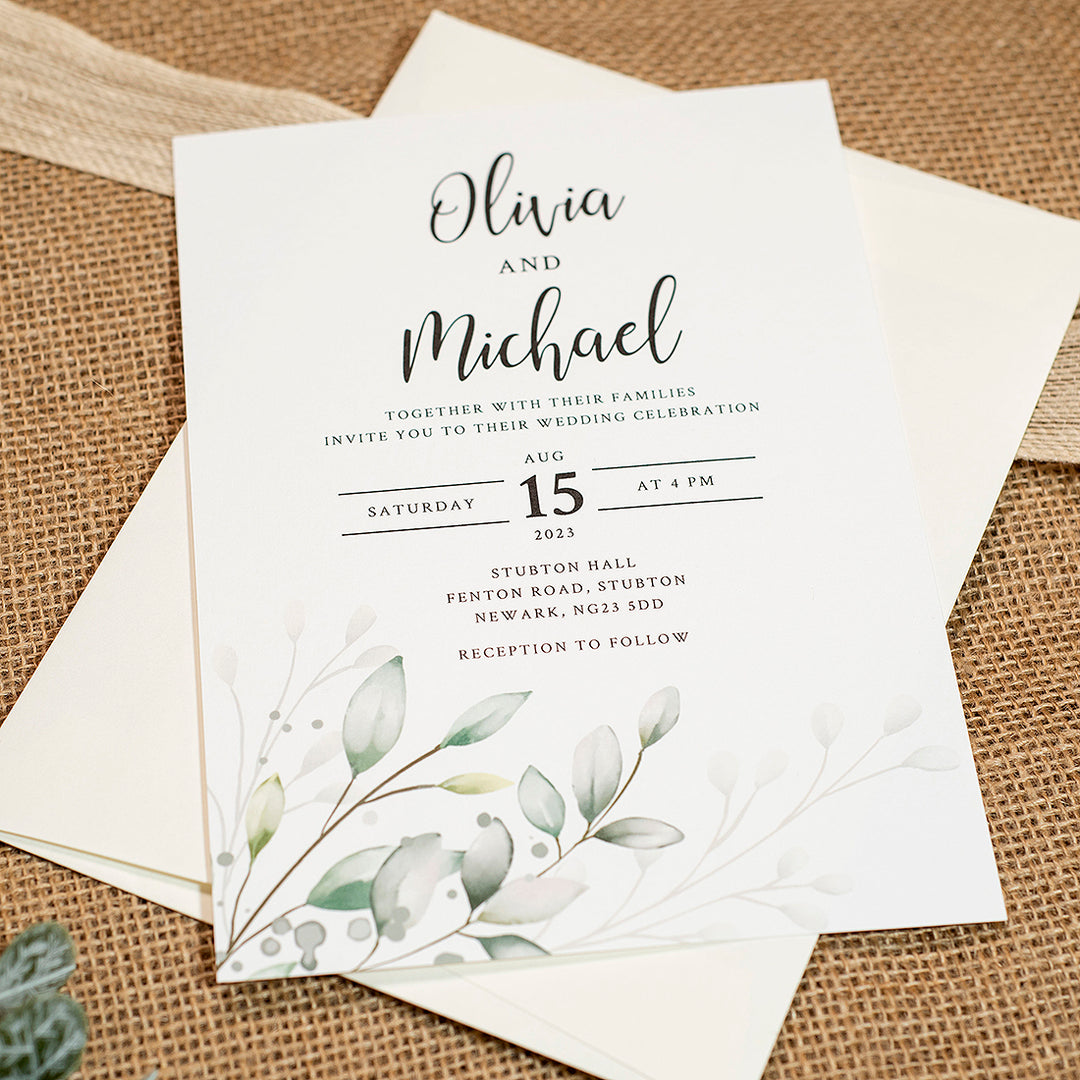 Botanical Wreath A5 Postcard Invitation-Weddings by Lumi
