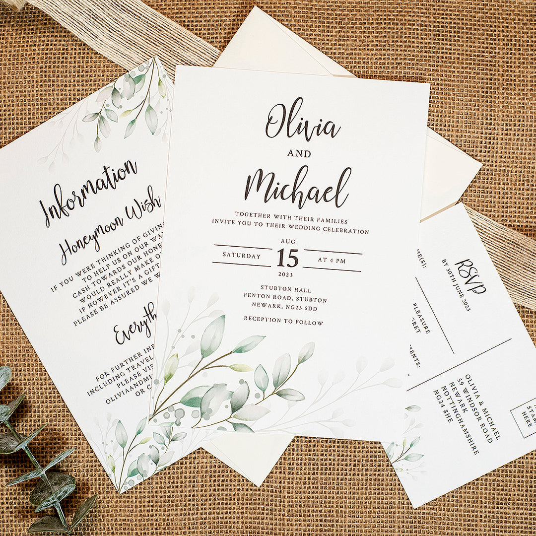 Botanical Wreath A5 Postcard Invitation-Weddings by Lumi