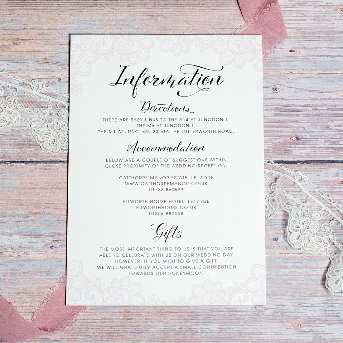 Lace Heirloom A5 Postcard Invitation-Weddings by Lumi