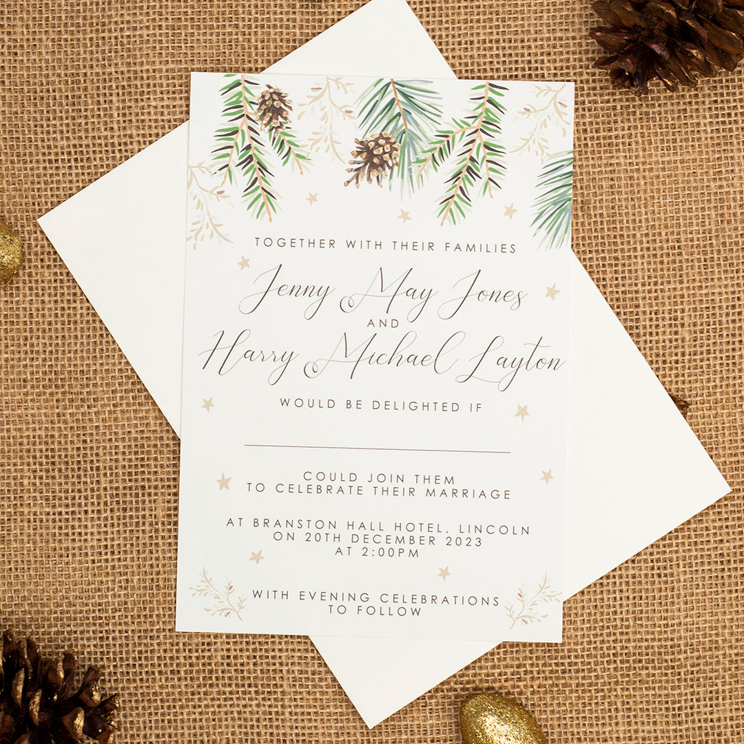Winter Fern A5 Postcard Invitation-Weddings by Lumi