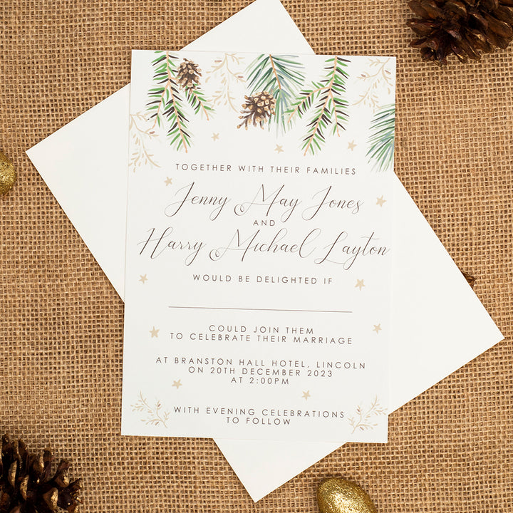 Winter Fern A5 Postcard Invitation-Weddings by Lumi