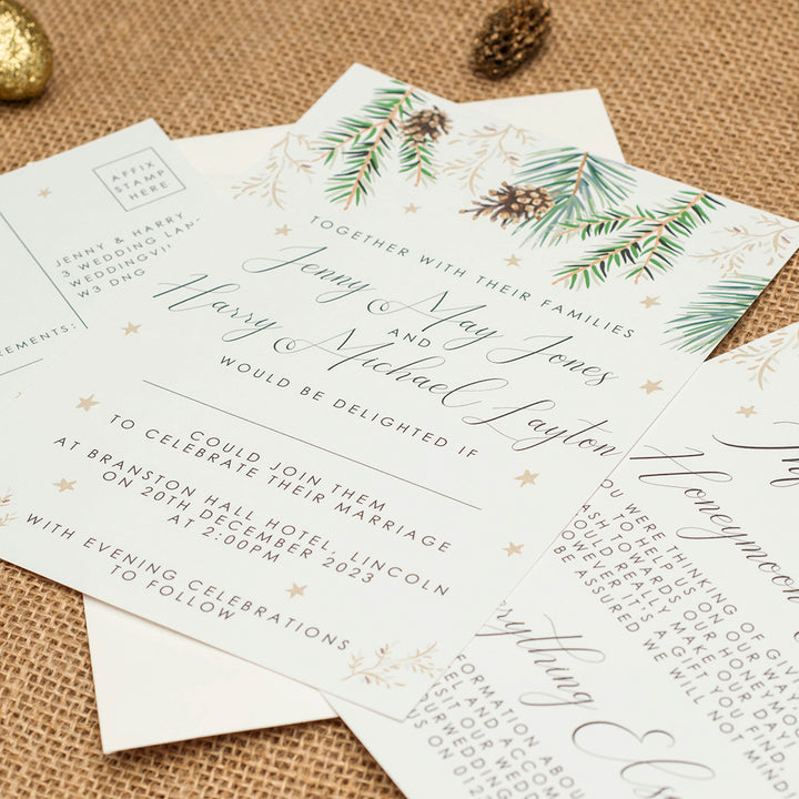 Winter Fern A5 Postcard Invitation-Weddings by Lumi