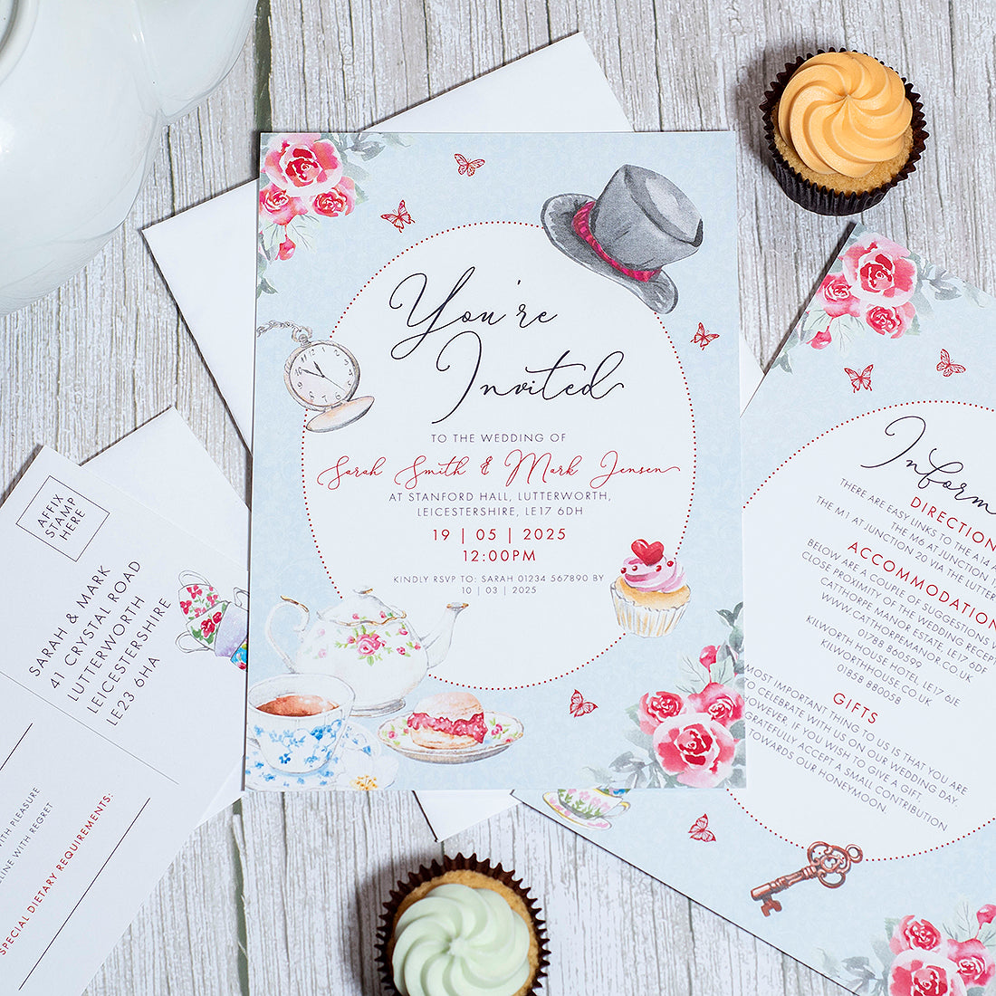 Vintage Tea Party A5 Postcard Invitation-Weddings by Lumi