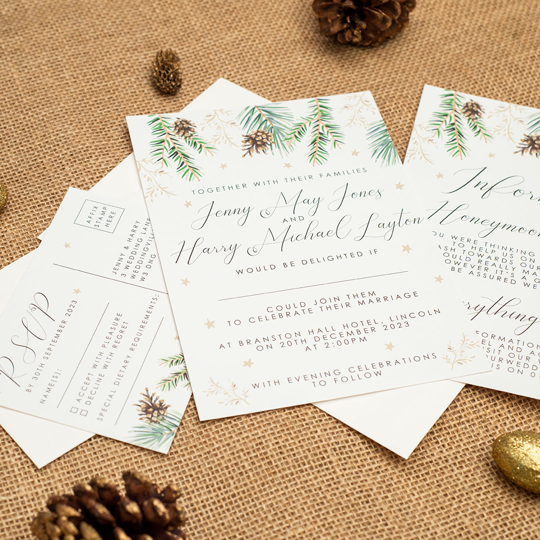 Winter Fern A5 Postcard Invitation-Weddings by Lumi