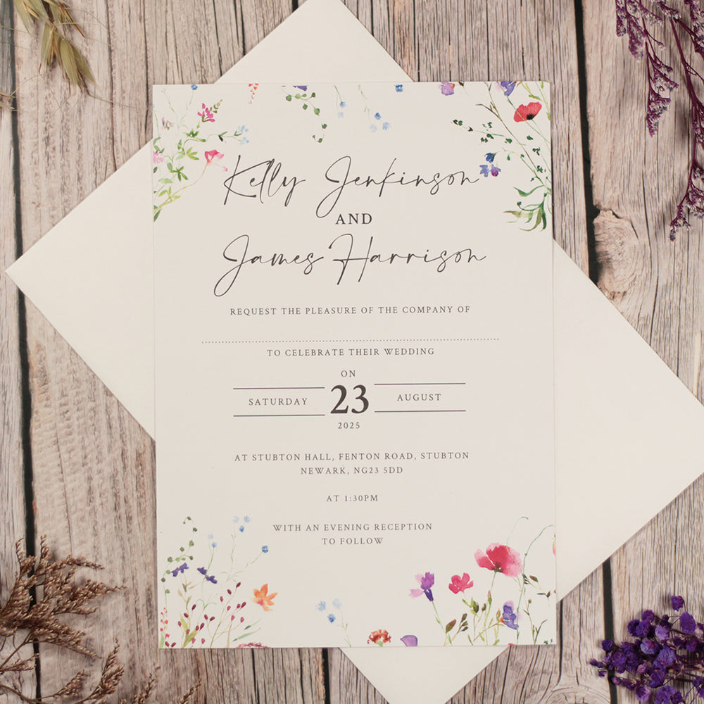 Watercolour Wildflower A5 Postcard Invitation-Weddings by Lumi
