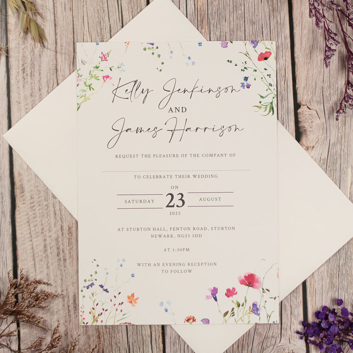 Watercolour Wildflower A5 Postcard Invitation-Weddings by Lumi