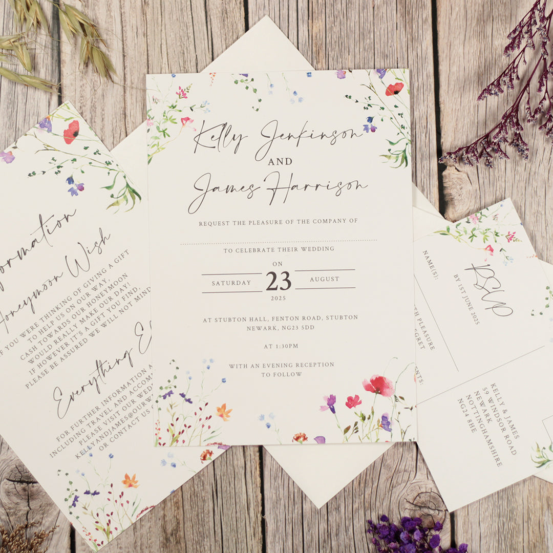 Watercolour Wildflower A5 Postcard Invitation-Weddings by Lumi