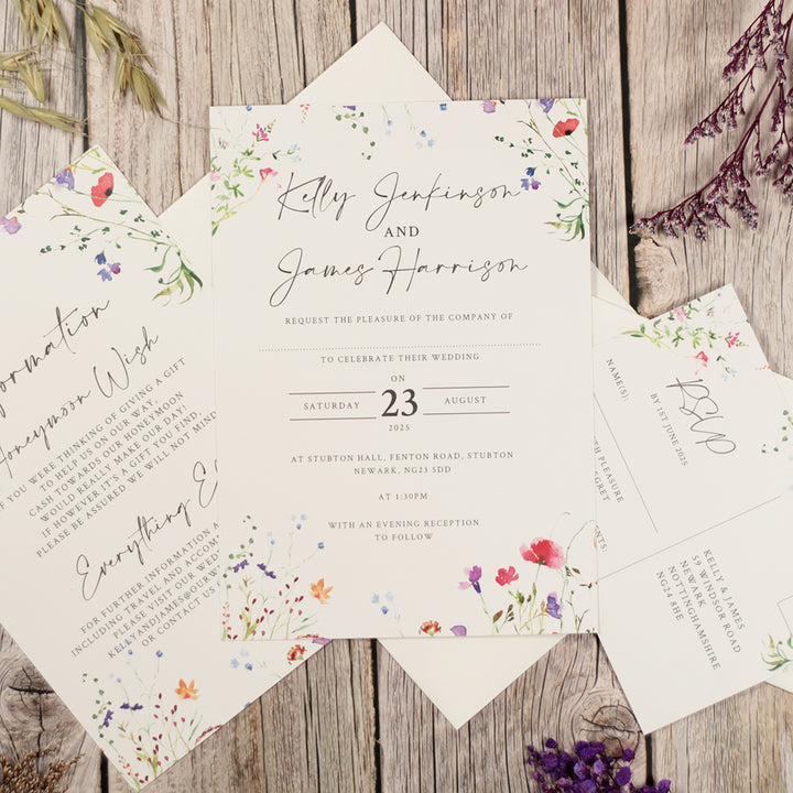 Watercolour Wildflower A5 Postcard Invitation-Weddings by Lumi