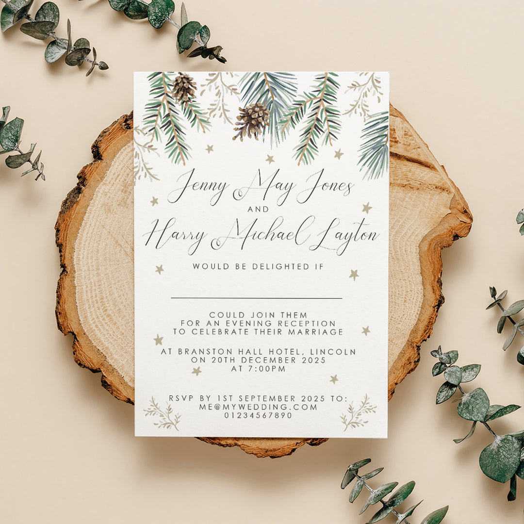 Winter Fern A6 Postcard Evening Invitation-Weddings by Lumi