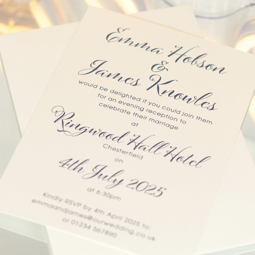 Elegant Script A6 Postcard Evening Invitation-Weddings by Lumi