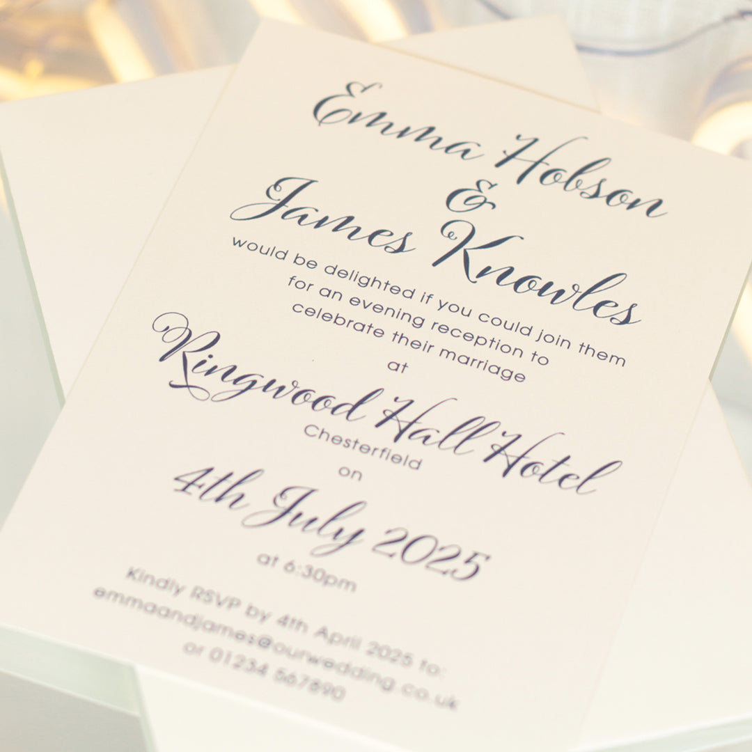 Elegant Script A6 Postcard Evening Invitation-Weddings by Lumi