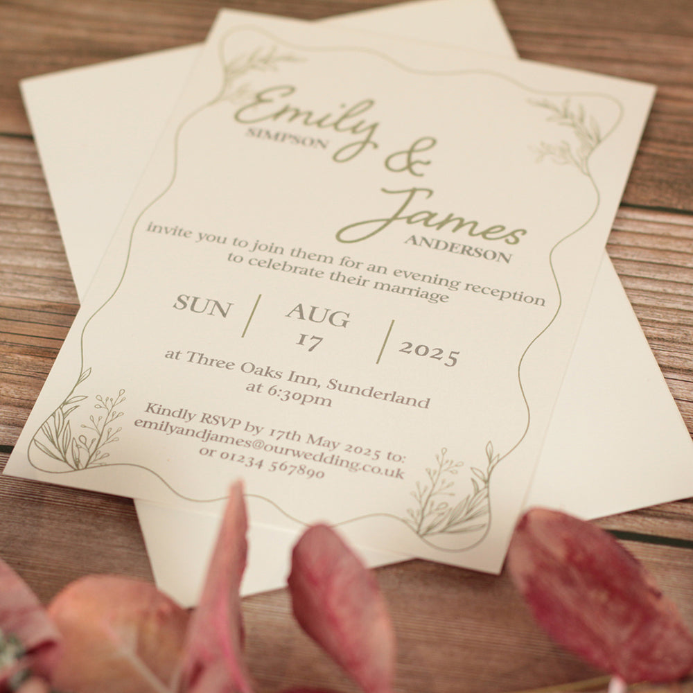 Wavy Edge A6 Postcard Evening Invitation-Weddings by Lumi