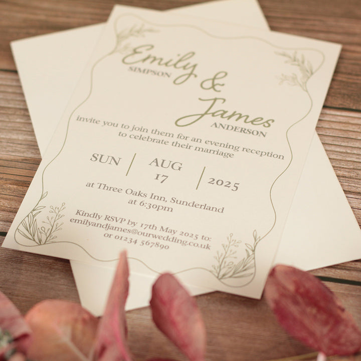 Wavy Edge A6 Postcard Evening Invitation-Weddings by Lumi