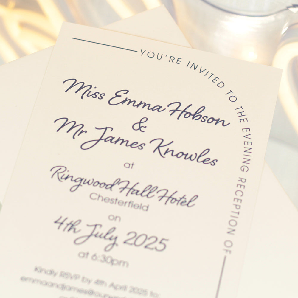 Modern Arch A6 Postcard Evening Invitation-Weddings by Lumi