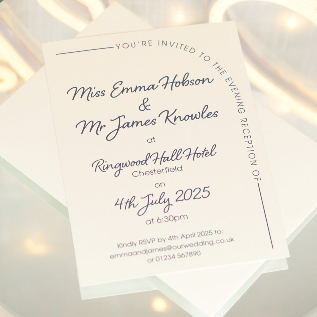 Modern Arch A6 Postcard Evening Invitation-Weddings by Lumi