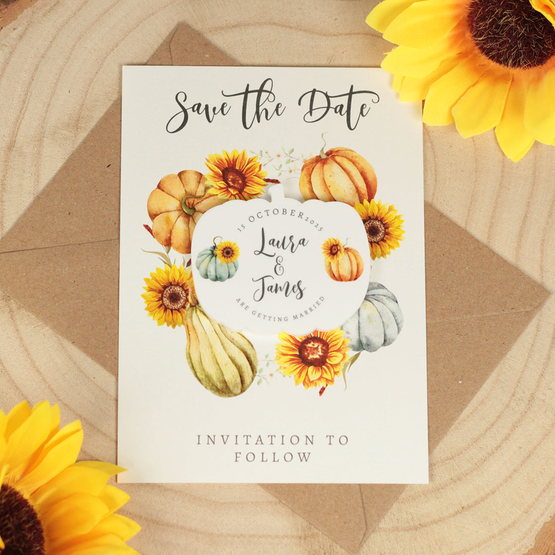 Autumn Pumpkins Acrylic Wedding Save The Date Magnet-Weddings by Lumi