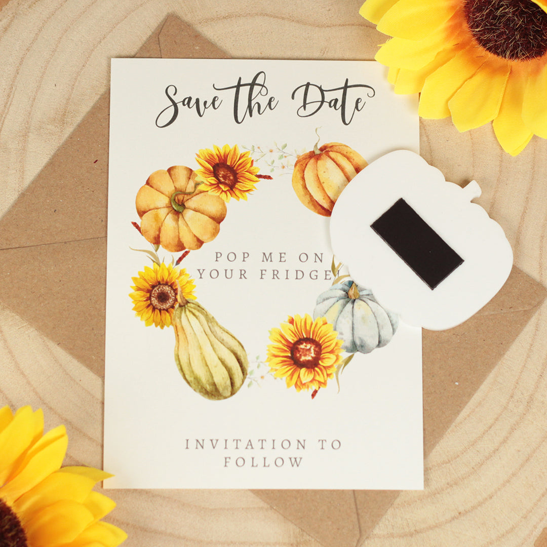 Autumn Pumpkins Acrylic Wedding Save The Date Magnet-Weddings by Lumi