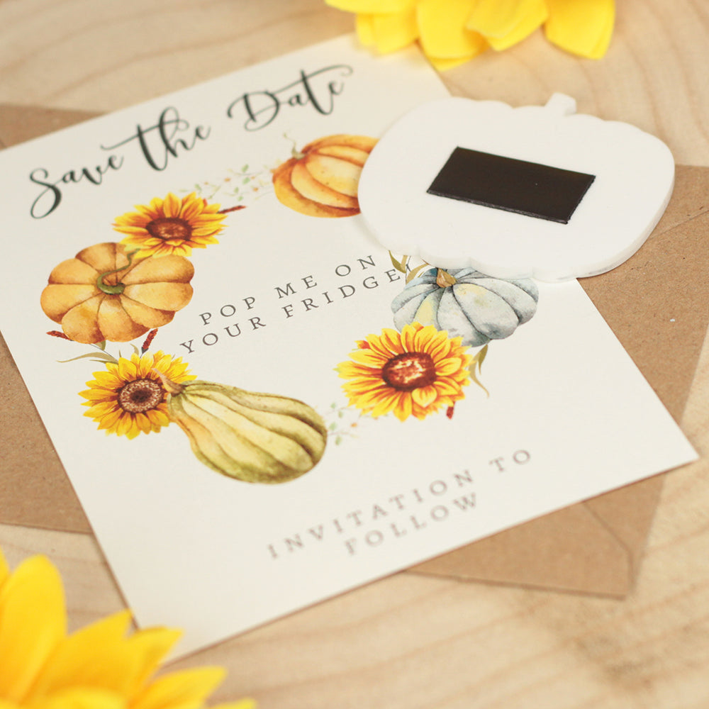 Autumn Pumpkins Acrylic Wedding Save The Date Magnet-Weddings by Lumi