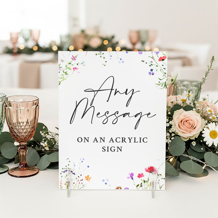 Watercolour Wildflower Any Message Freestanding Acrylic Sign