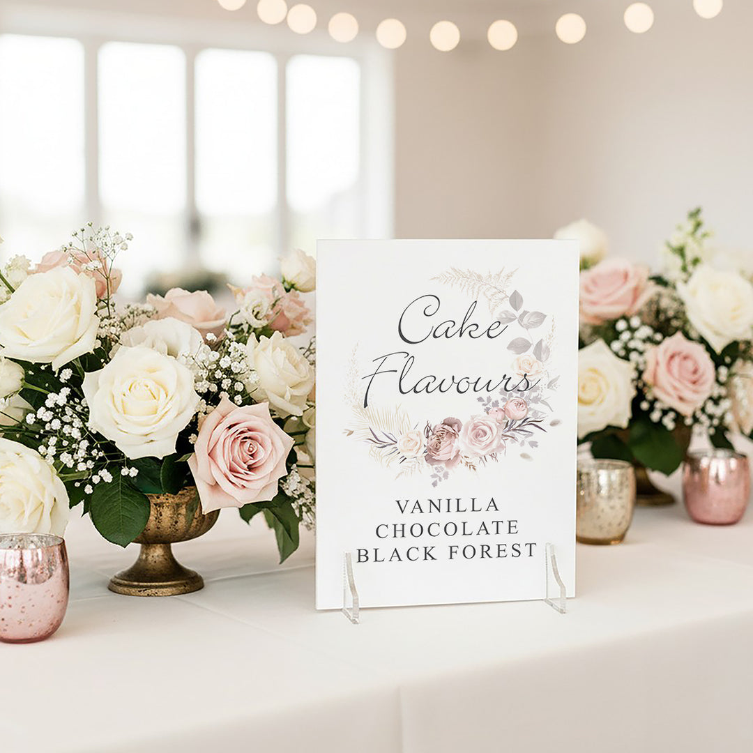 Blush Flowers Any Message Freestanding Acrylic Sign