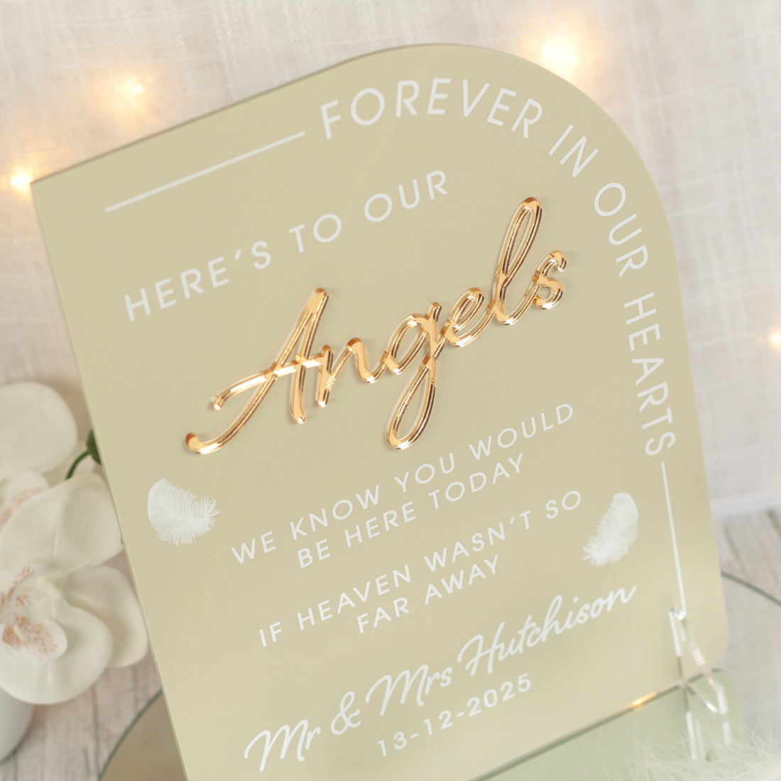 Modern Arch Acrylic Angel Memorial Sign