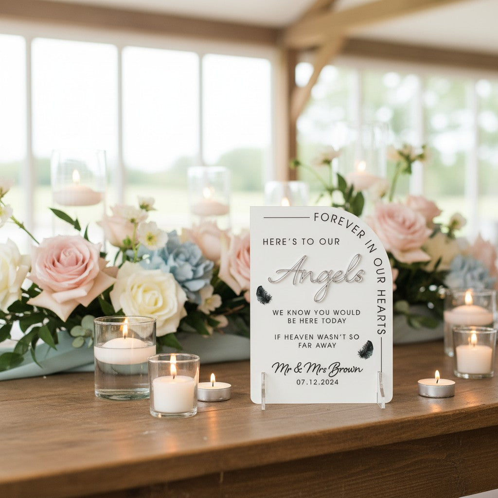 Modern Arch Acrylic Angel Memorial Sign