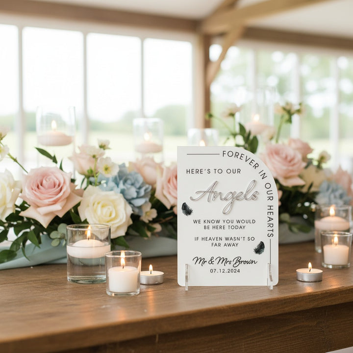 Modern Arch Acrylic Angel Memorial Sign