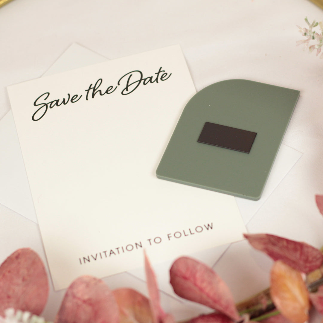 Modern Arch Acrylic Wedding Save The Date Magnet &amp; Card-Weddings by Lumi