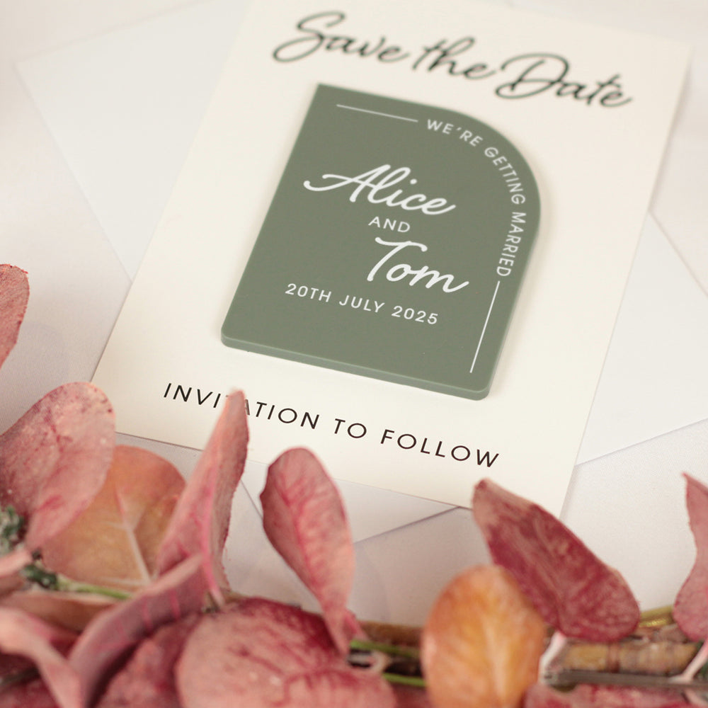 Modern Arch Acrylic Wedding Save The Date Magnet & Card-Weddings by Lumi