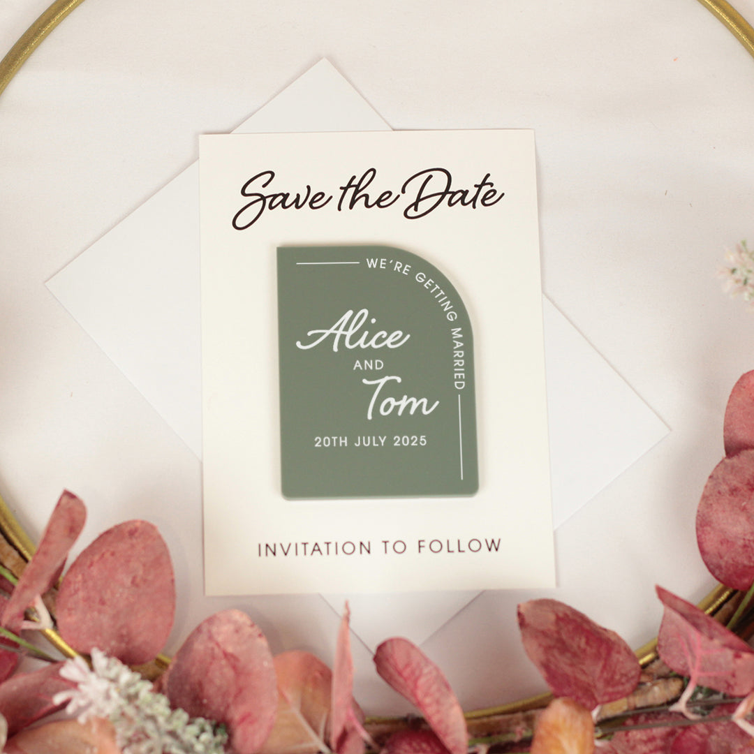Modern Arch Acrylic Wedding Save The Date Magnet &amp; Card-Weddings by Lumi