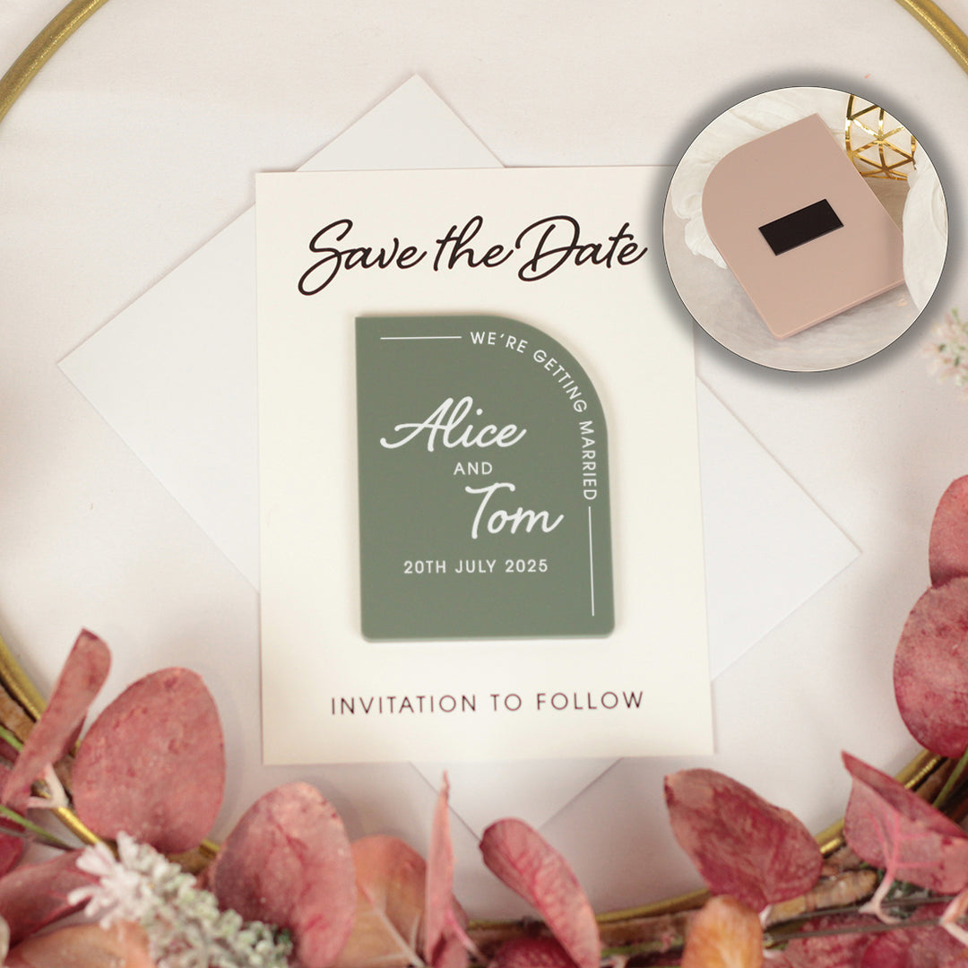 Modern Arch Acrylic Wedding Save The Date Magnet & Card-Weddings by Lumi