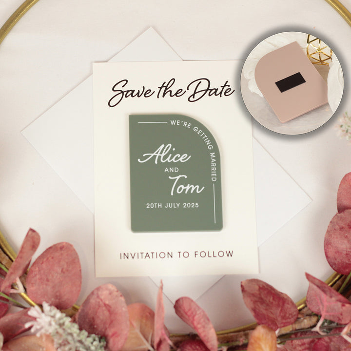 Modern Arch Acrylic Wedding Save The Date Magnet &amp; Card-Weddings by Lumi