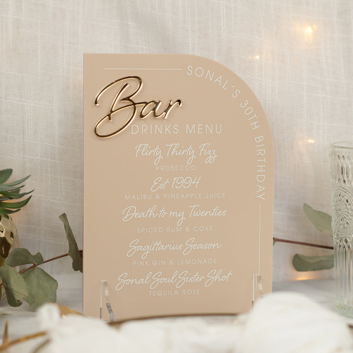 Modern Arch Acrylic Bar Sign-Weddings by Lumi