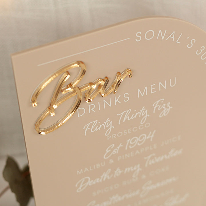 Modern Arch Acrylic Bar Sign-Weddings by Lumi
