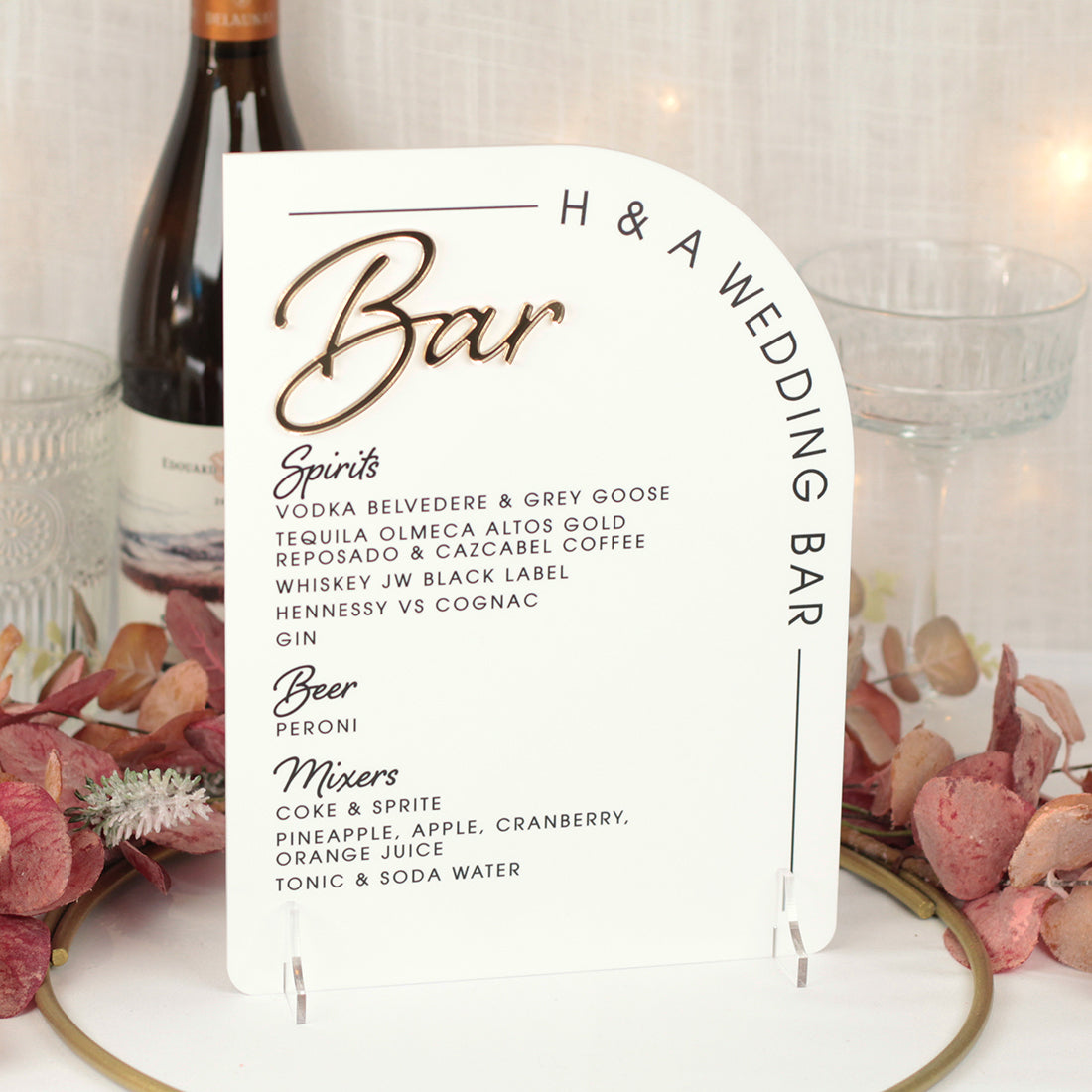 Wavy Edge Acrylic Bar Sign-Weddings by Lumi