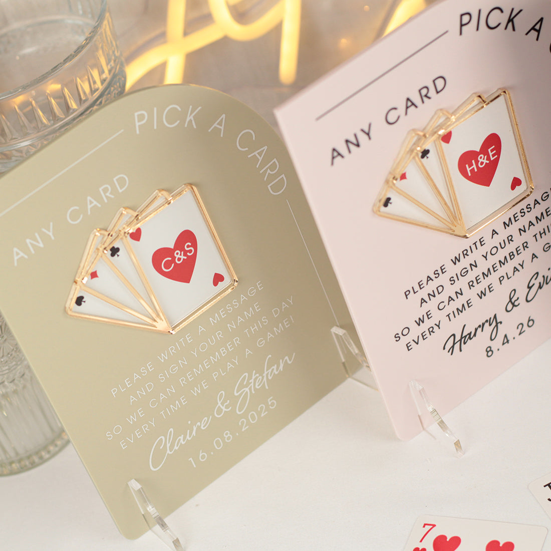 Modern Arch Playing Cards Guest Book Acrylic 3D Sign