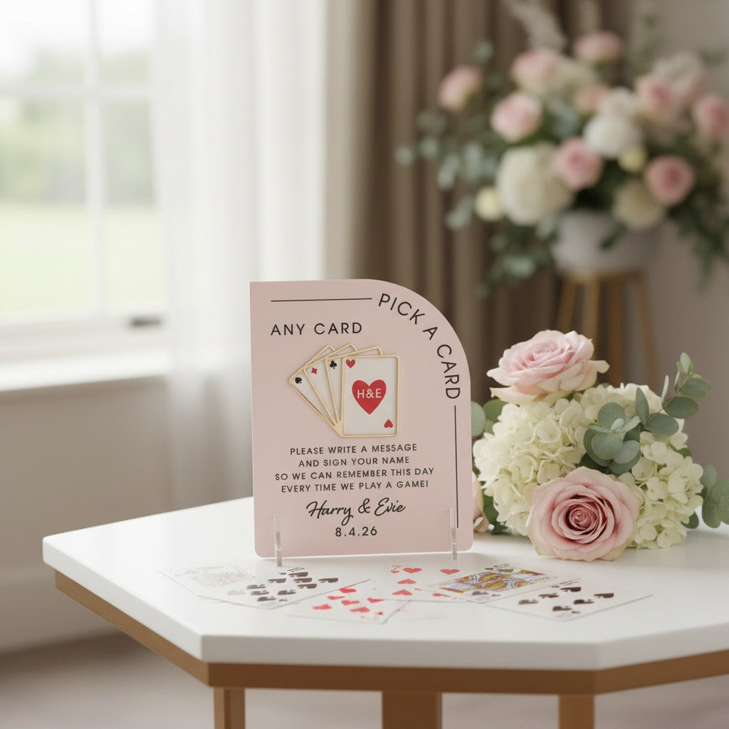 Modern Arch Playing Cards Guest Book Acrylic 3D Sign