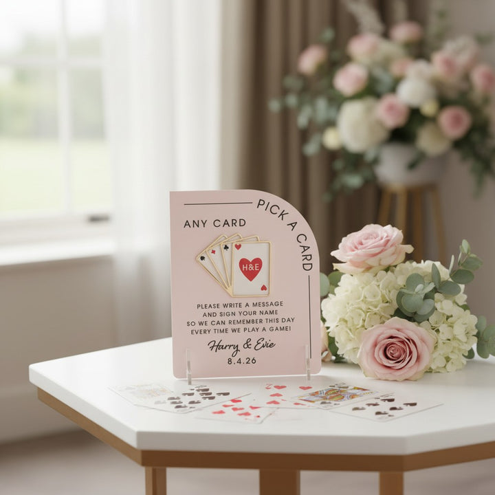 Modern Arch Playing Cards Guest Book Acrylic 3D Sign