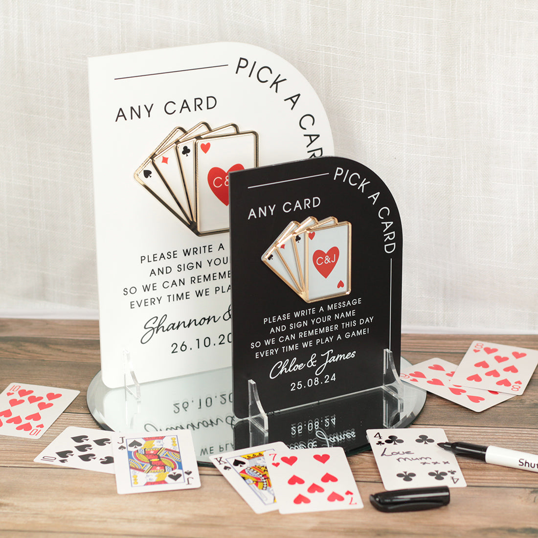 Modern Arch Playing Cards Guest Book Acrylic 3D Sign