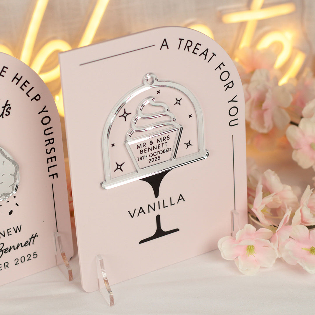 Modern Arch Wedding Cupcake Flavours Acrylic Sign-Weddings by Lumi