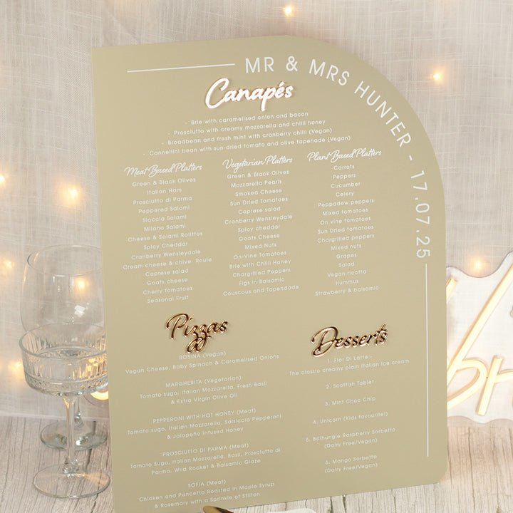 Modern Arch Acrylic Food Menu Sign